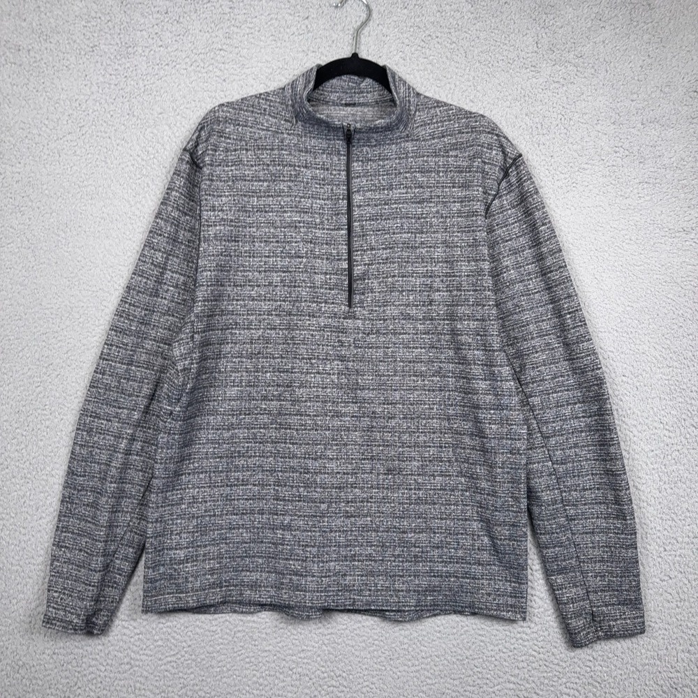 Lululemon Sweater Mens XL Gray Black Heather Surge Warm Zip Pullover Gym Running